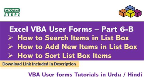 Excel VBA User Form How To Search Item In List Box Add New Item And