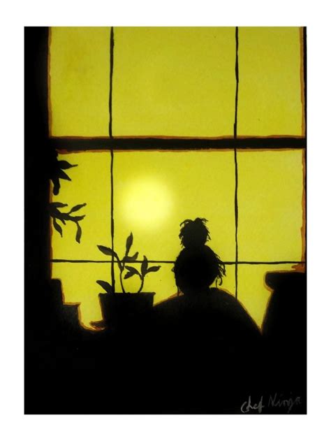 Lonely Girl Watching Sunset From Her Window Acrylic Painting On