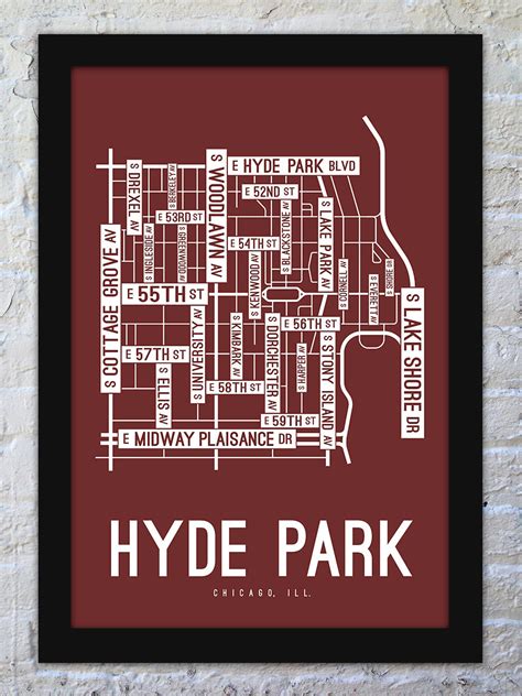 Hyde Park, Chicago, Illinois Street Map Screen Print - School Street ...