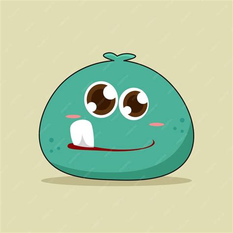 Premium Vector Cute Green Monster With Big Teeth