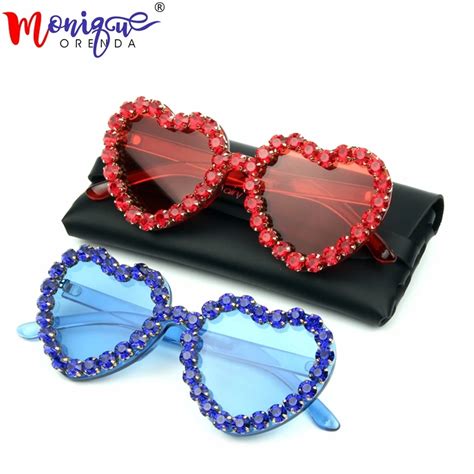 Love Heart Shape Sunglasses Women Rimless Frame Tint Clear Lens