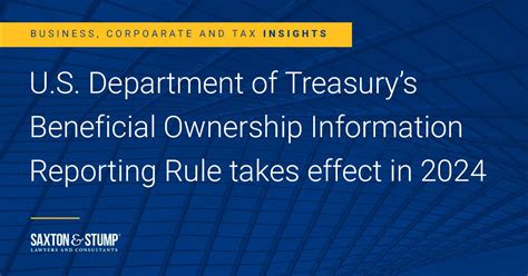 Us Department Of Treasurys Beneficial Ownership Information Reporting Rule Takes Effect In