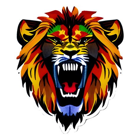 Colorful Lions Head Logo Lions Face Sticker Modern Pop Art Style