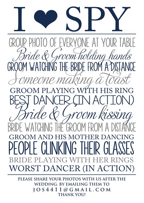 I Spy Wedding Game Template Free