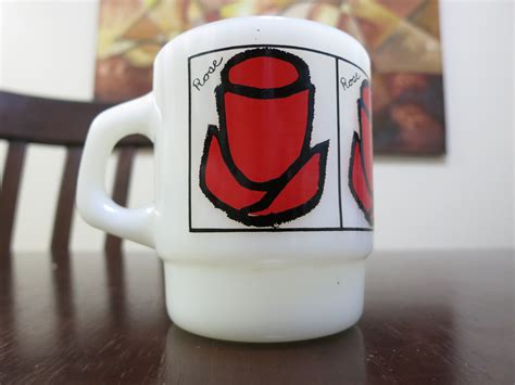 Fire King Red Rose Stackable Coffee Mug Fire King Mug