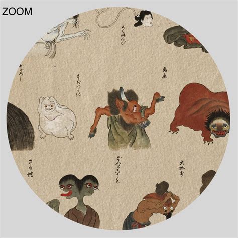 Printable Bakemono Zukushi scroll - Japanese yokai monsters art print