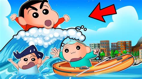 Shinchan Became Mega Tsunami To Eat His Friends Roblox Be A