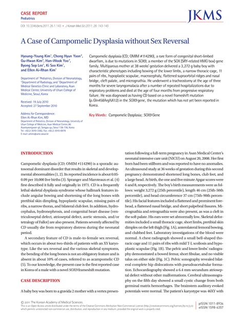 PDF A Case Of Campomelic Dysplasia Without Sex Reversal