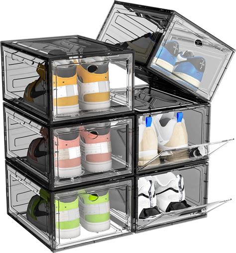 Lot De Bo Tes Chaussures Empilables En Plastique Transparent Avec