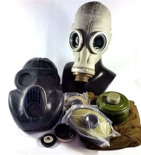 Two Soviet Russian Gas Masks Pbf EO 19 Black Rubber Setgp 5 Etsy