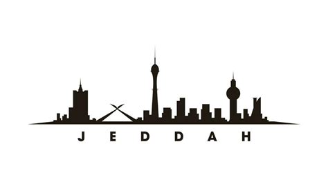 JEDDAH skyline and landmarks silhouette vector 26118985 Vector Art at ...