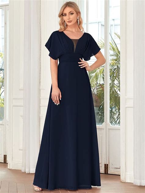 Elegant A Line Empire Waist Maxi Chiffon Evening Dress For Women