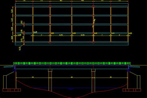 Puente En Viga T Perfil Longitudinal En Autocad Librería Cad