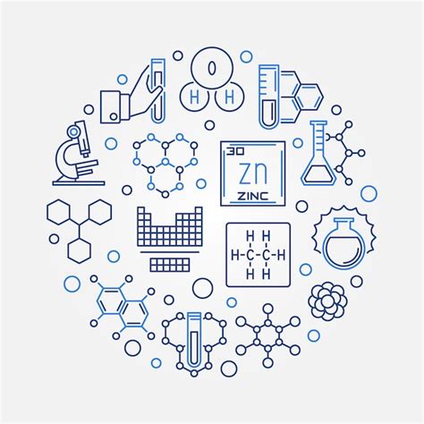 Science Et Chimie Vector Illustration Ronde Dans Le Style De Ligne