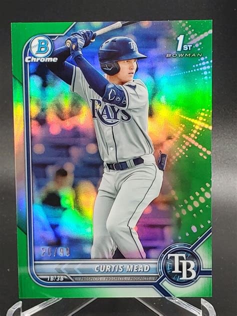 Curtis Mead 2022 Bowman Chrome Green Refractor 99 BCP 10 Tampa Bay