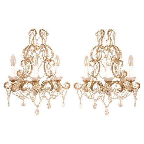 Beaded Crystal Wall Sconces At 1stdibs