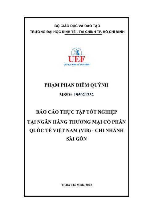 BCTT UEF Ngân Hàng VIB I Tên Đề Tài Báo cáo thực tập tốt nghiệp tại