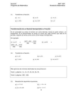 Guia de decimales con fraccion periodica, semiperiodica y finita sin ...