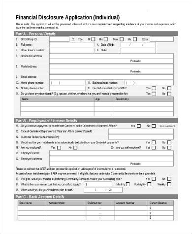 Free Sample Financial Disclosure Forms In Pdf Ms Word Excel