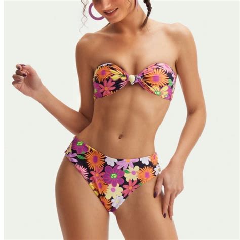 Cider Swim Nwt Cider Floral Print Knotted Bikini Set Poshmark