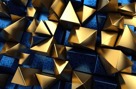 Premium AI Image | Blue and gold geometric background