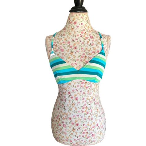 J Crew Blue Stripes Bikini Top Size Medium Depop