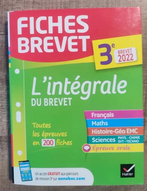 Fiches Brevet L Int Grale Du Brevet Tout En Un E Brevet