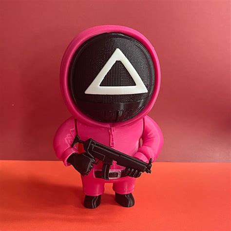 Squid Game Pink Soldier Holding Gun 3d Print 3d Model 3d Printable Cgtrader