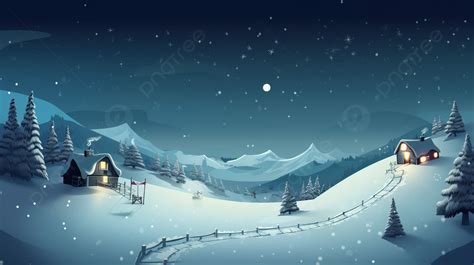 Weihnachtslandschaft Mit Verschneiter Und Eisiger Landschaft Bei Nacht