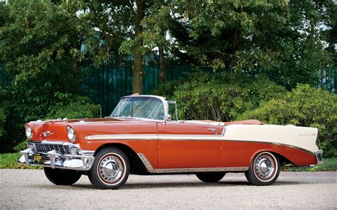 Red Chevrolet Bel Air Cabriolet Parked Wallpaper Car Wallpapers 50903