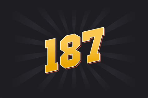 Number 187 vector font alphabet. Yellow 187 number with black ...