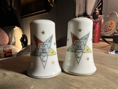 Vintage Lefton China Masonic Order Of The Eastern Star Salt Pepper