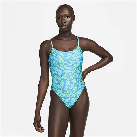 Nike Swim Womens Lace Up Tie Back One Piece Swimsuit