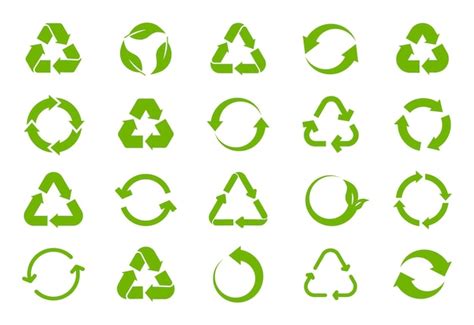 Premium Vector Set Of Green Recycling Icons Recycle Symbol Rotation