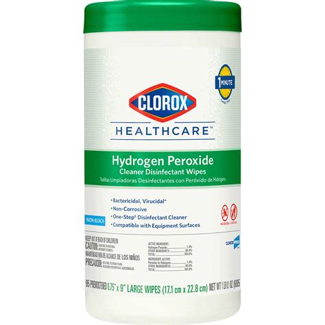 Clorox Healthcare® Hydrogen Peroxide Cleaner Disinfectant Wipe 95 Ct Canister Arrow Paper