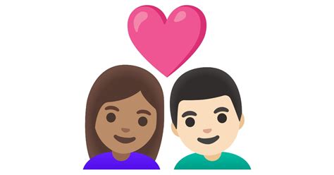 Casal Apaixonado Mulher Homem Pele Morena E Pele Clara Emoji