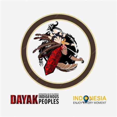 Premium Vector | Vector illustration of the badge of the Dayak tribe in ...