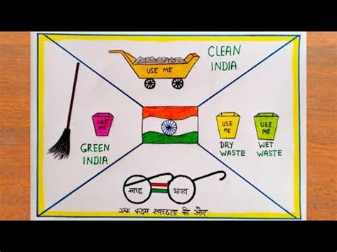 Swachh Bharat Abhiyan Drawing Clean India Poster Drawing Easy Steps