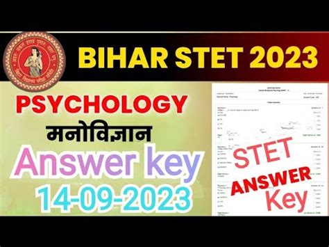 Bihar Stet Psychology Answer Key Stet Psychology Paper Answer