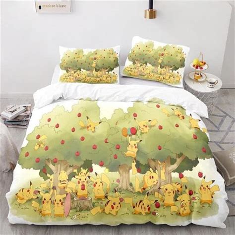 3 Pièces Parure De Lit Pikachu Pokemon Pokémon Housse De Couette avec