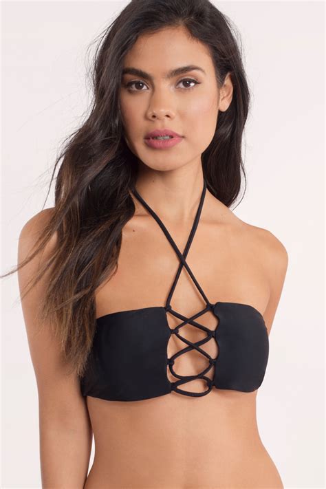 Lace Up Swimwear Caged Bikini Top Black Bikini Top 9 Tobi US