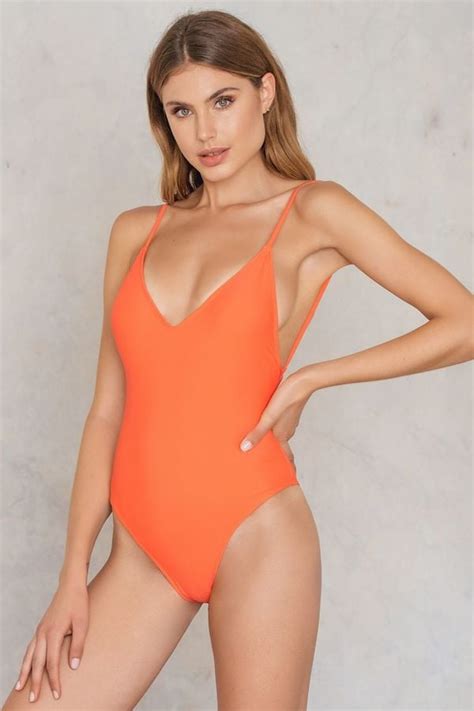 Cross Back Swimsuit Kaia Gerber Orange One Piece Swimsuit Popsugar