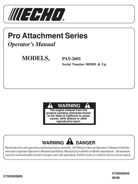 Echo Pro Attachment Series Manual Pdf Download Manualslib