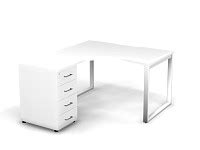 Стол эргономичный с тумбой левый, проводник вырезной (O-образные опоры ...