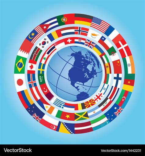 Flags Around Globe Royalty Free Vector Image Vectorstock