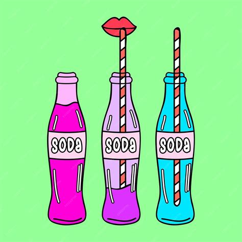 Premium Vector Vector Colorful Sodas With Straws