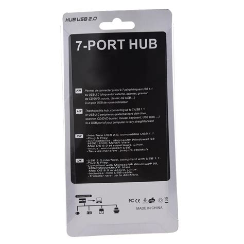 hot USB 2 0 Hub 7 Port 480Mbps for PC Laptop 115x25x18mm 虎窝淘