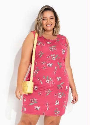 Vestido Floral Vermelho Tubinho Plus Size Soulojista