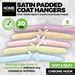 Home Master Pk Coat Hangers Satin Covers Padded Thick Coloured