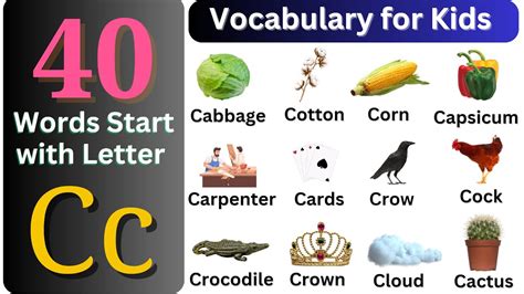 Letter C Words For Kids Vocabulary Word Learn English For Kids